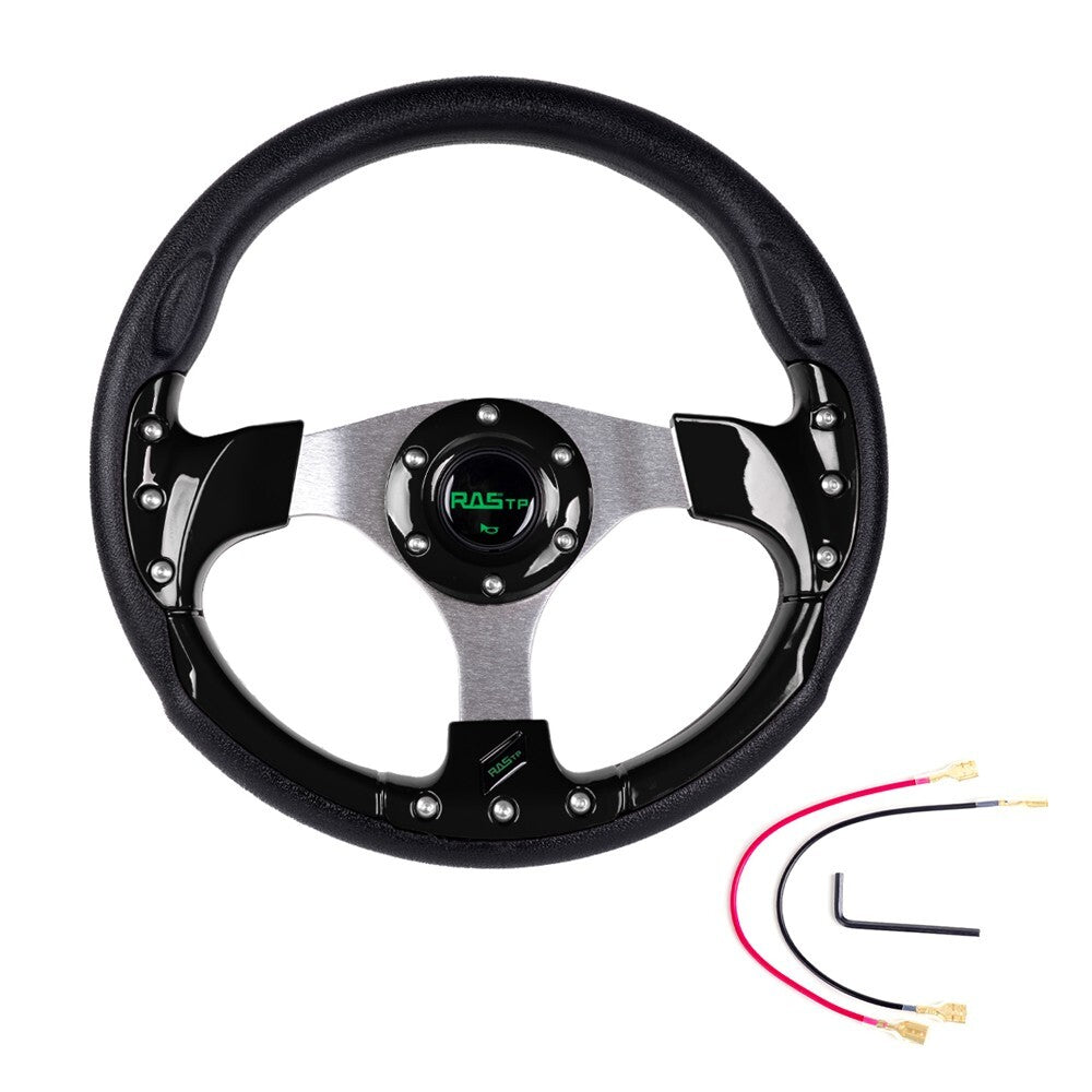 Golf Cart Steering Wheel & Adapter Set for EZGO Club Car Yamaha - Black