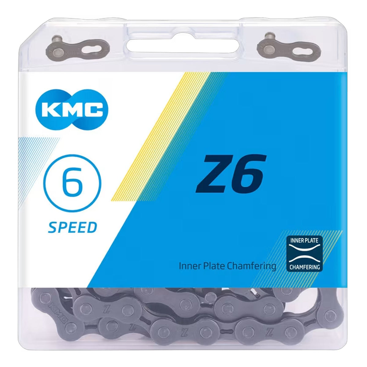 Bike Chain 6/7-Speed KMC Z6 - 116 Links, Gray, Easy Install, Durable Replacement