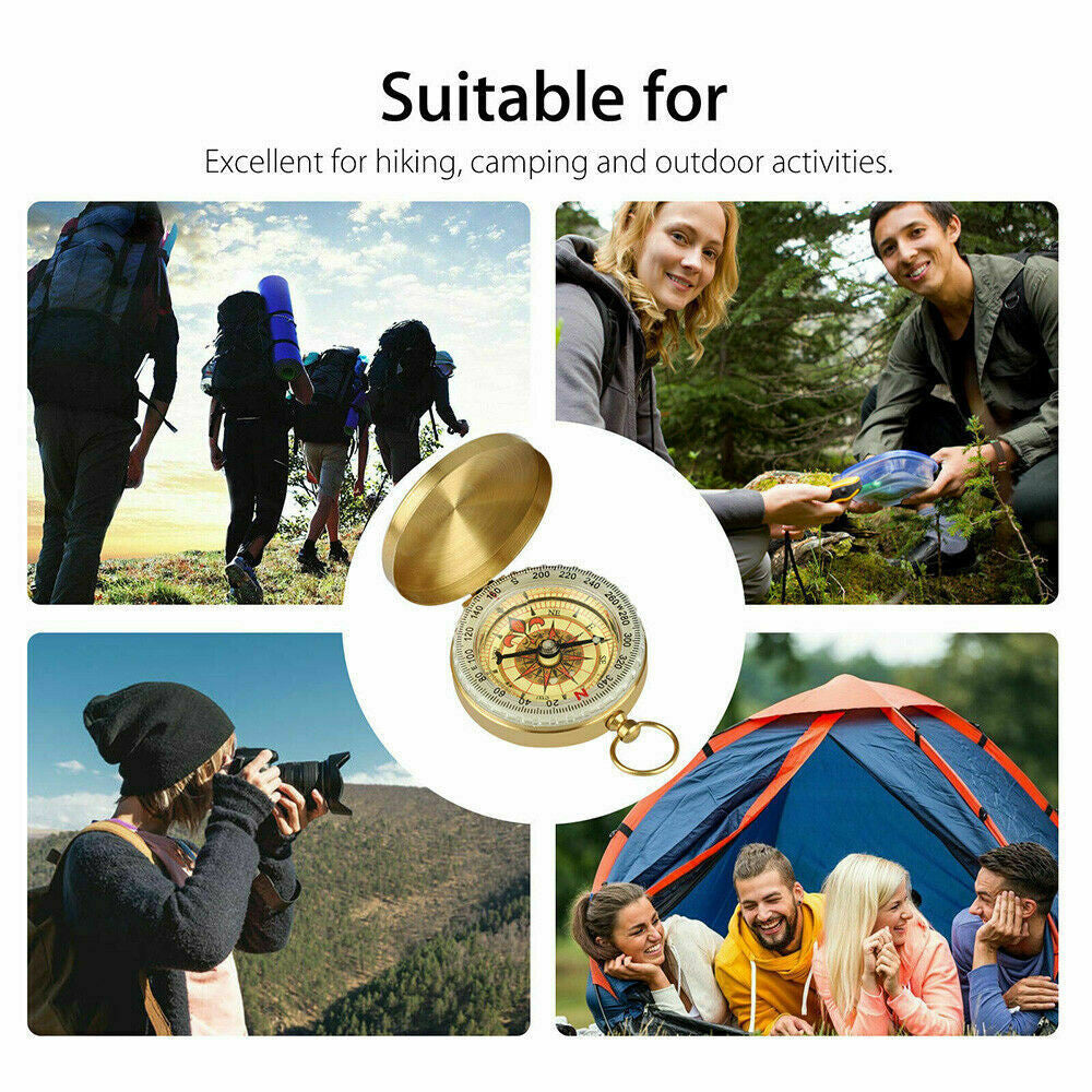 Portable Brass Compass Keychain for Camping Hiking Outdoor Navigation