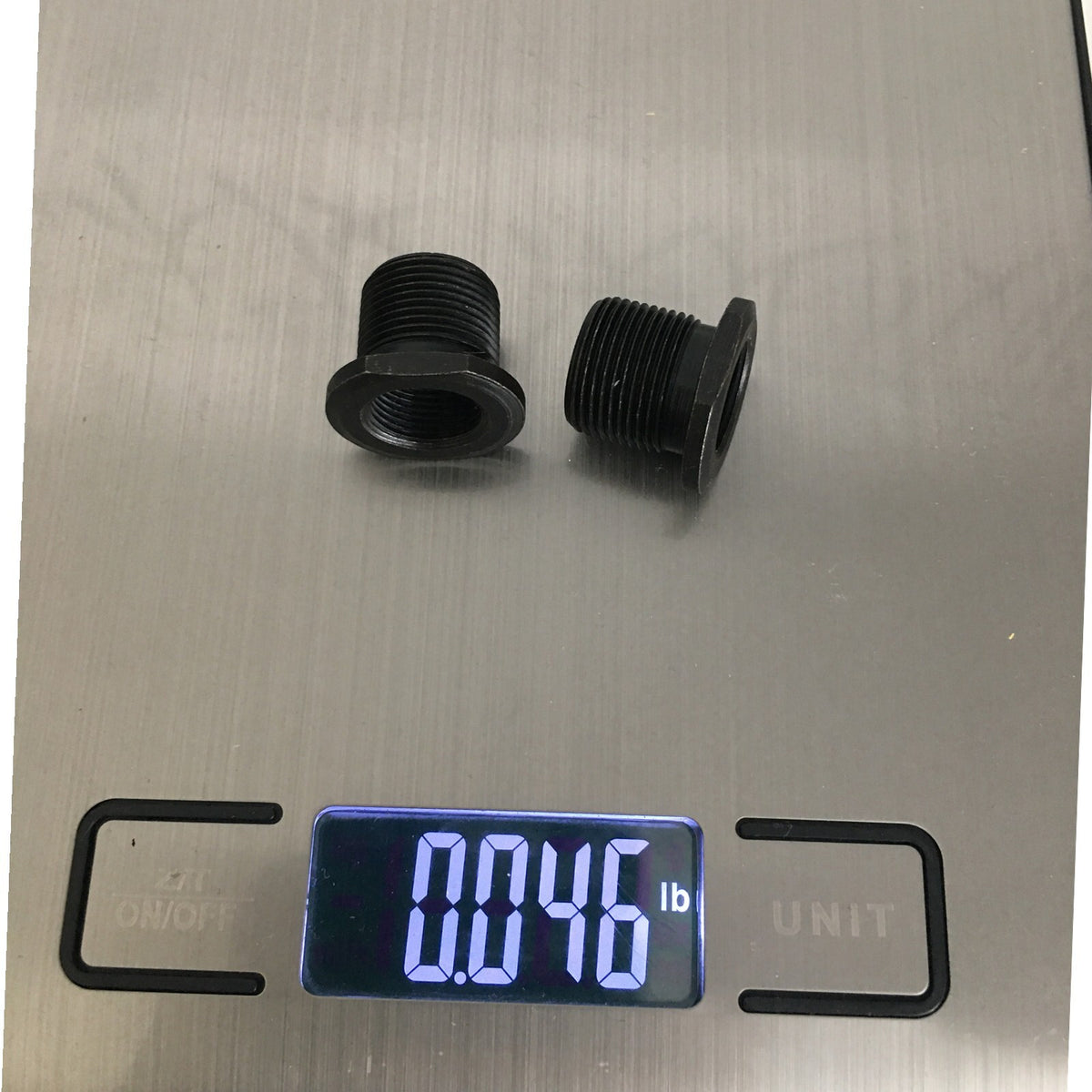 Steel Thread Adapter 1/2x28 to 5/8x24 with Crush Washers - High Quality