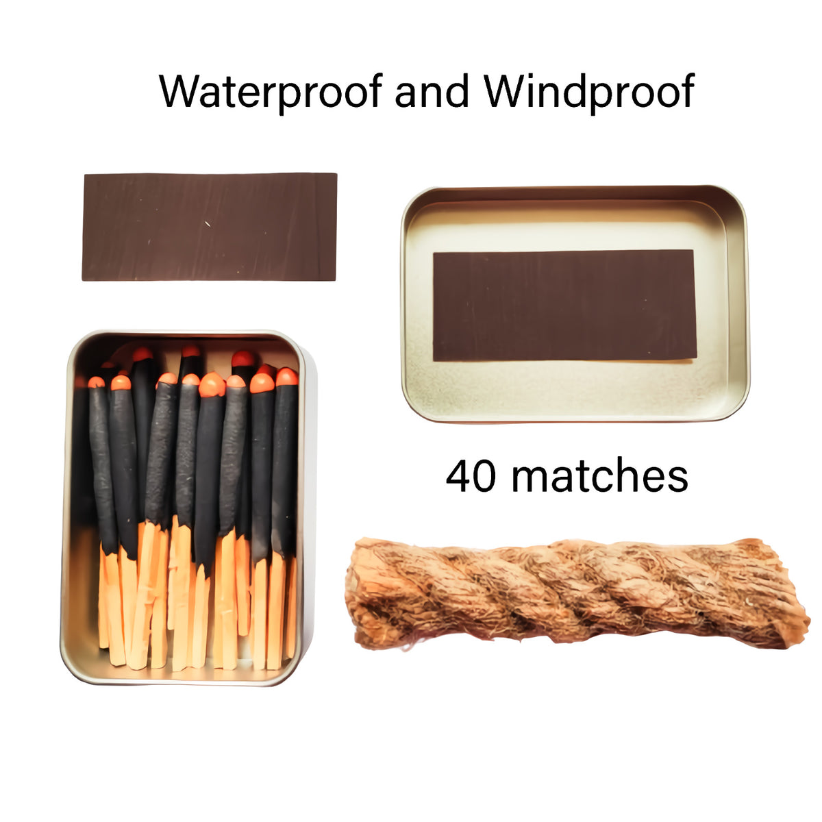 Waterproof Camping Matches & Wax Rope Fire Starter Kit