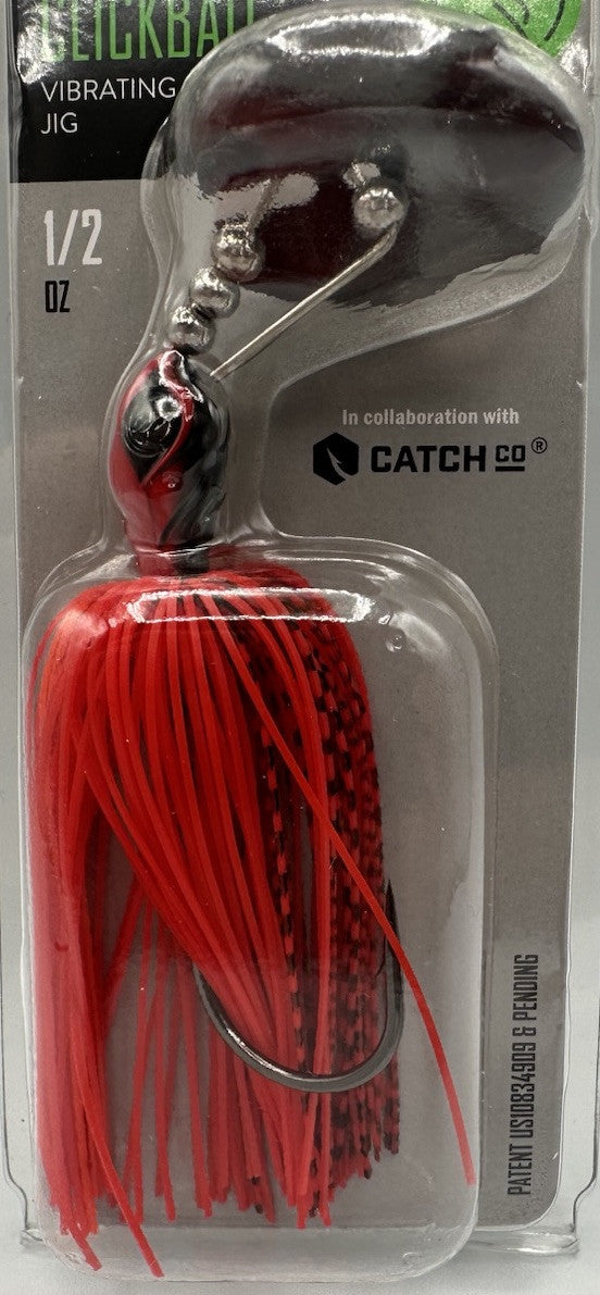 Googan Clickbait Vibrating Bladed Jig 1/2 Oz Fire Craw Fishing Lure - 5/0 Hook