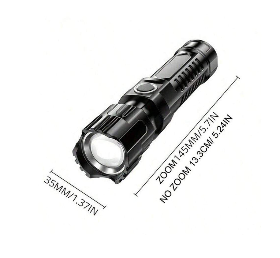 USB Rechargeable Handheld Flashlight with Wide Beam for Outdoor & Emergency Use