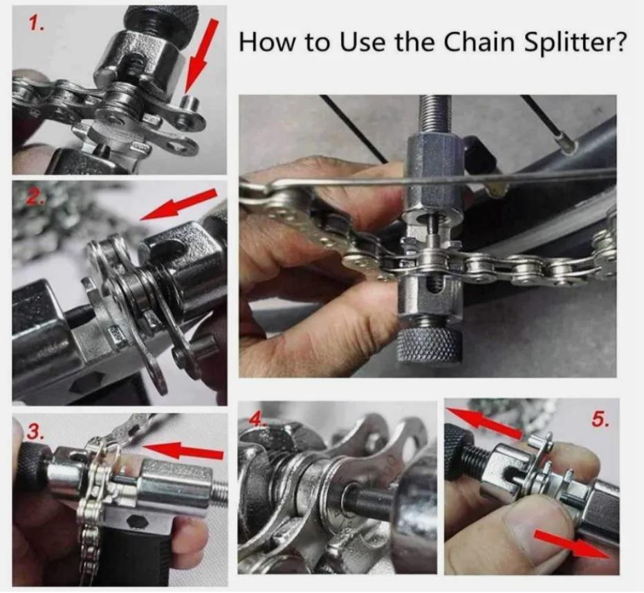Bike Repair Tool Kit with Chain Breaker & Crank Extractor - 6 Pieces
