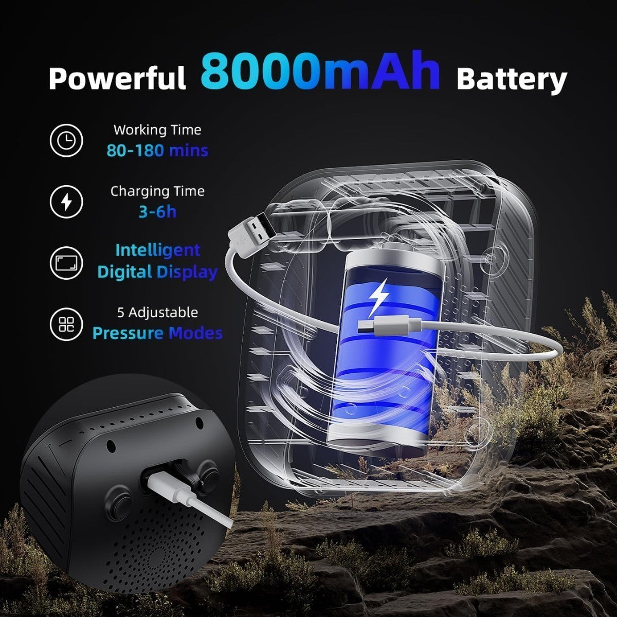 Portable Camping Shower with Water Heater, 8000mAh Rechargeable Pump