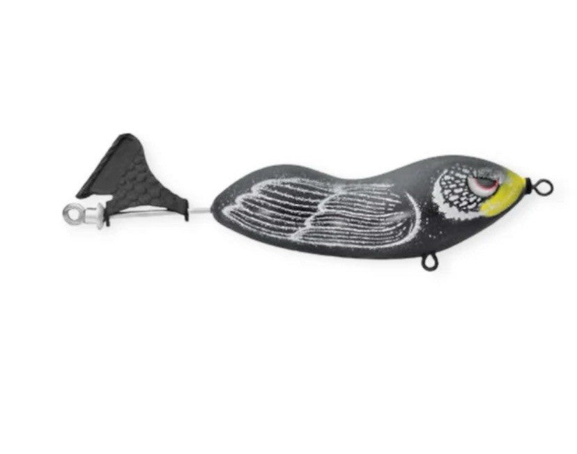 Topwater Fishing Lure - 5/8 oz Black Duck Prop Bait, 80mm