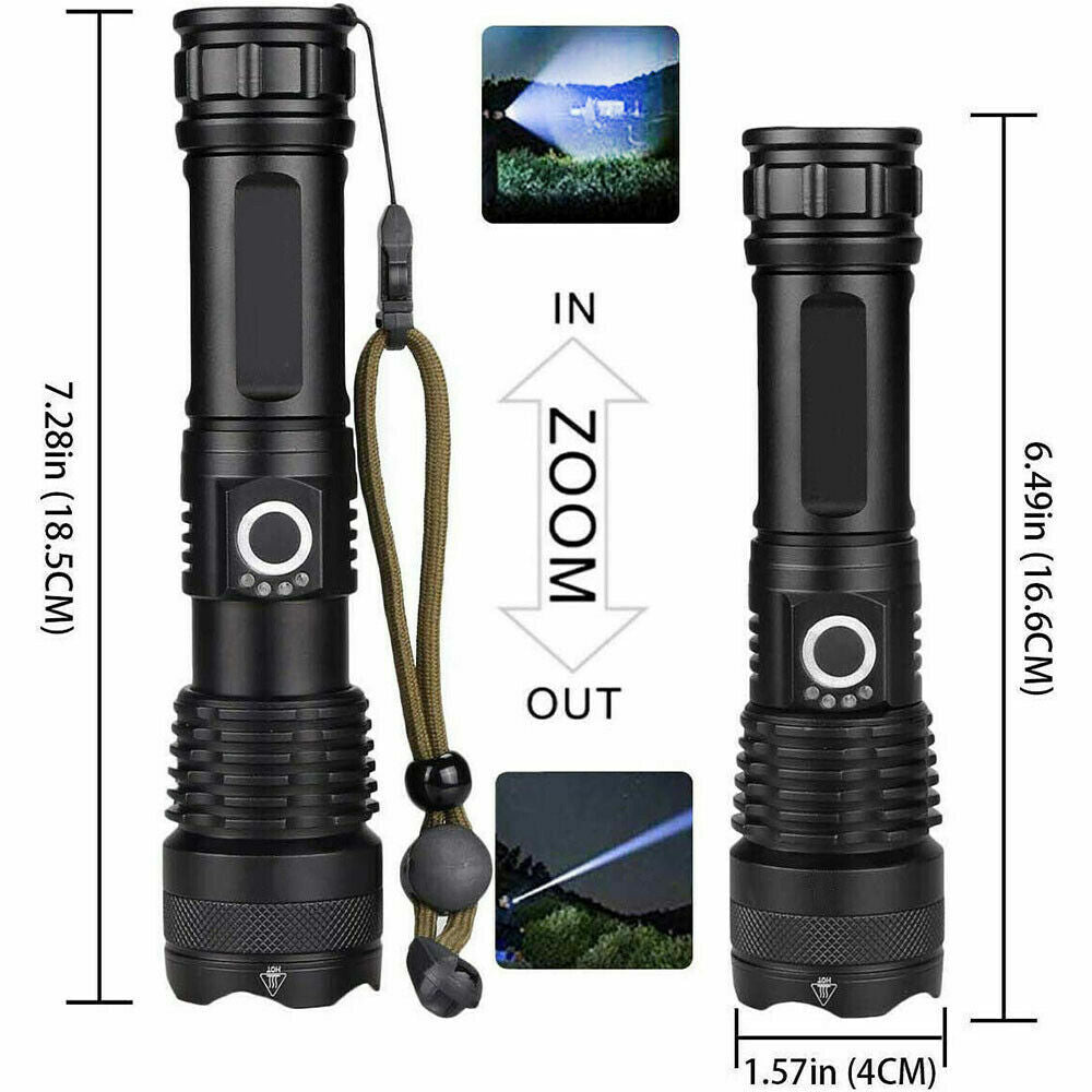 Super Bright LED Flashlight 9900000LM with 5 Modes Rechargeable Torch