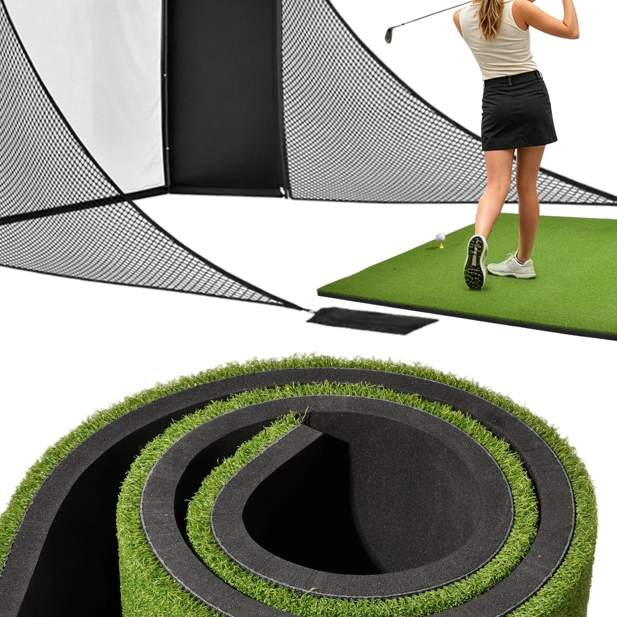 Large Golf Hitting Mat 4x5ft with 31mm Foam Padding for Indoor & Outdoor Practice