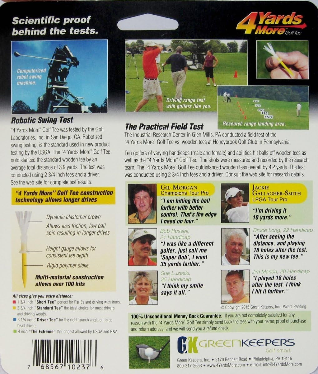 Golf Tees Pack of 3 - 2.75 Inch Yellow Golf Driver Tees - 4 Yards More