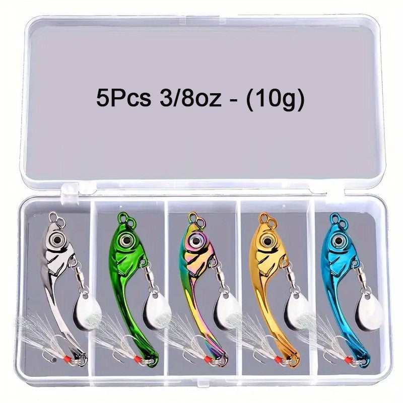 Metal Spinner Baits for Freshwater Fishing - 5Pcs Tackle Lot