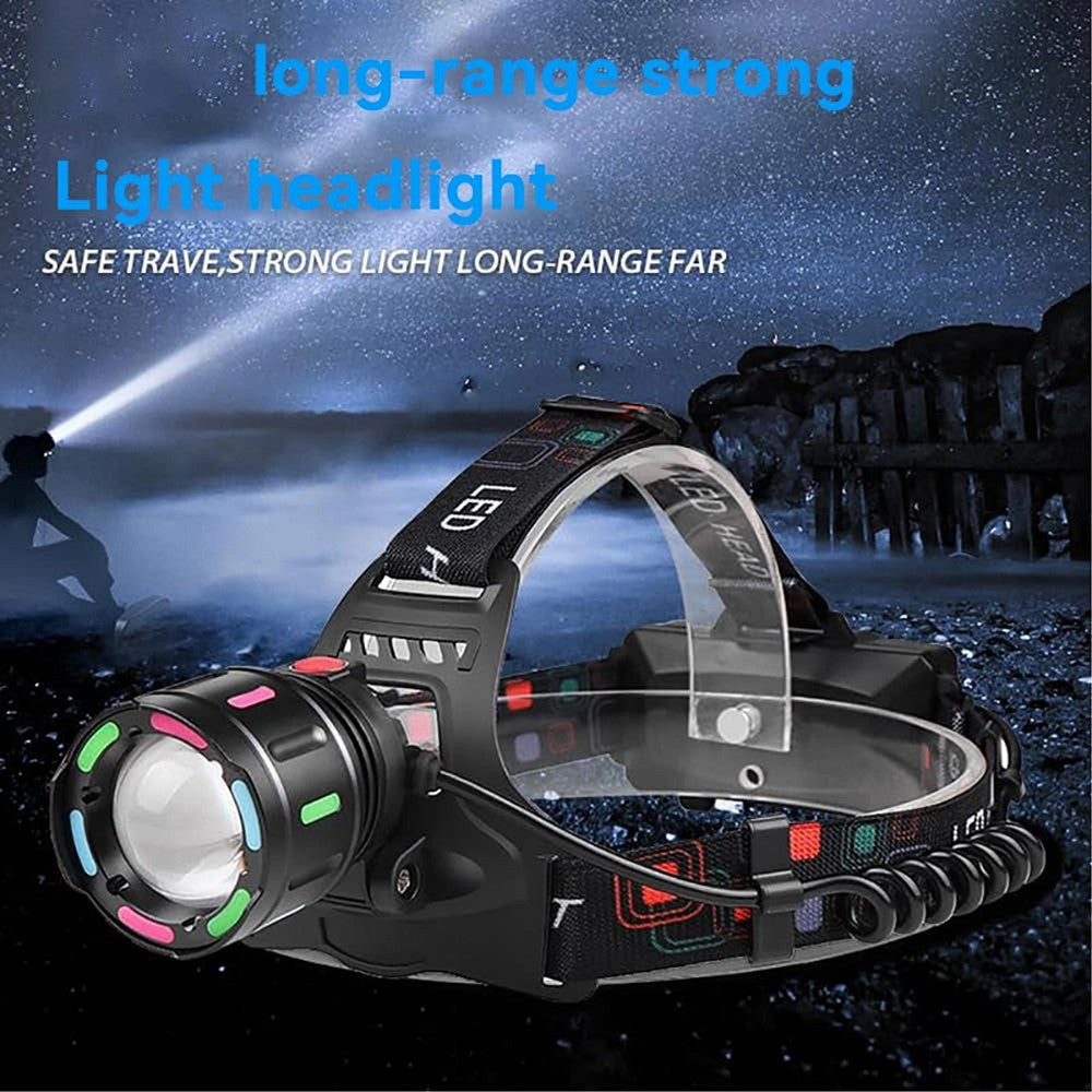 Rechargeable LED Headlamp with Zoom & 4 Light Modes - Super Bright 1500 Lumens