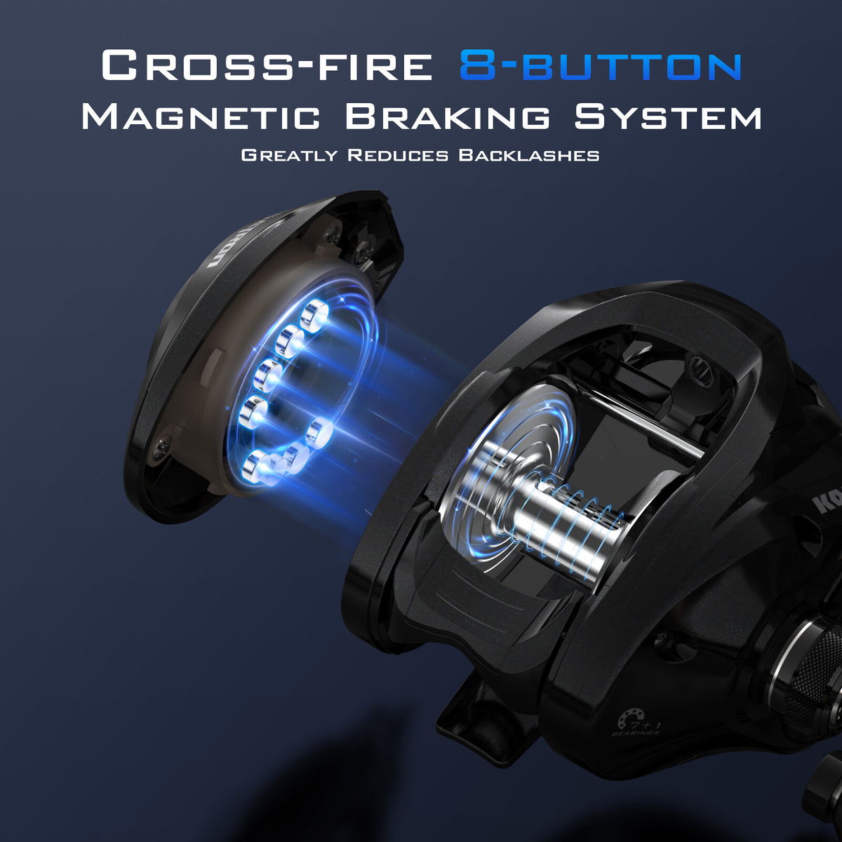 High Capacity Baitcasting Reel - Wide Spool, Multi-Use Fresh & Saltwater