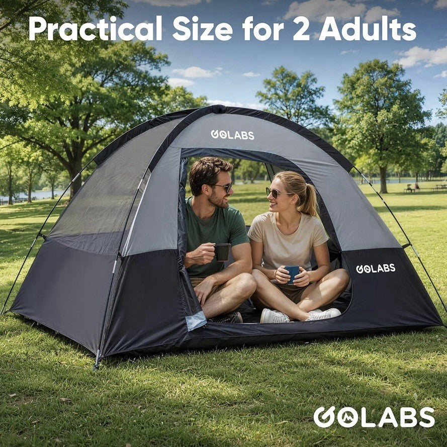 2 Person Camping Tent with Mesh Top & Easy Setup - Waterproof Lightweight Shelter
