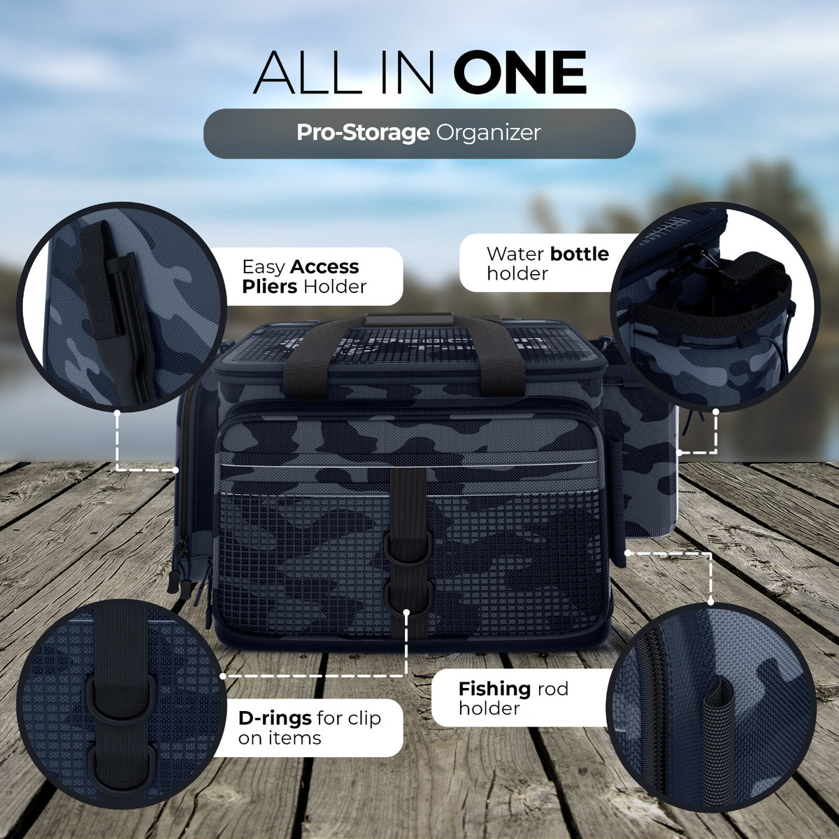 Saltwater Resistant Fishing Tackle Bag with Multiple Storage Compartments