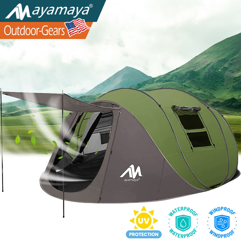 4-6 Person Waterproof Pop Up Camping Tent with Double Layer & Vestibule