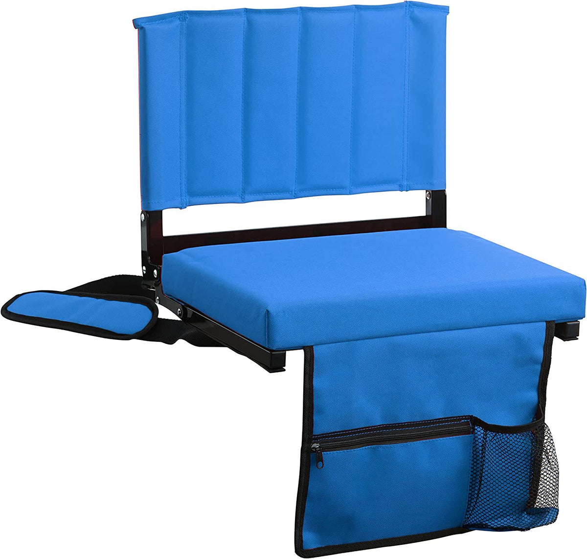 Padded Stadium Seat with Back Support, Cup Holder, Shoulder Strap