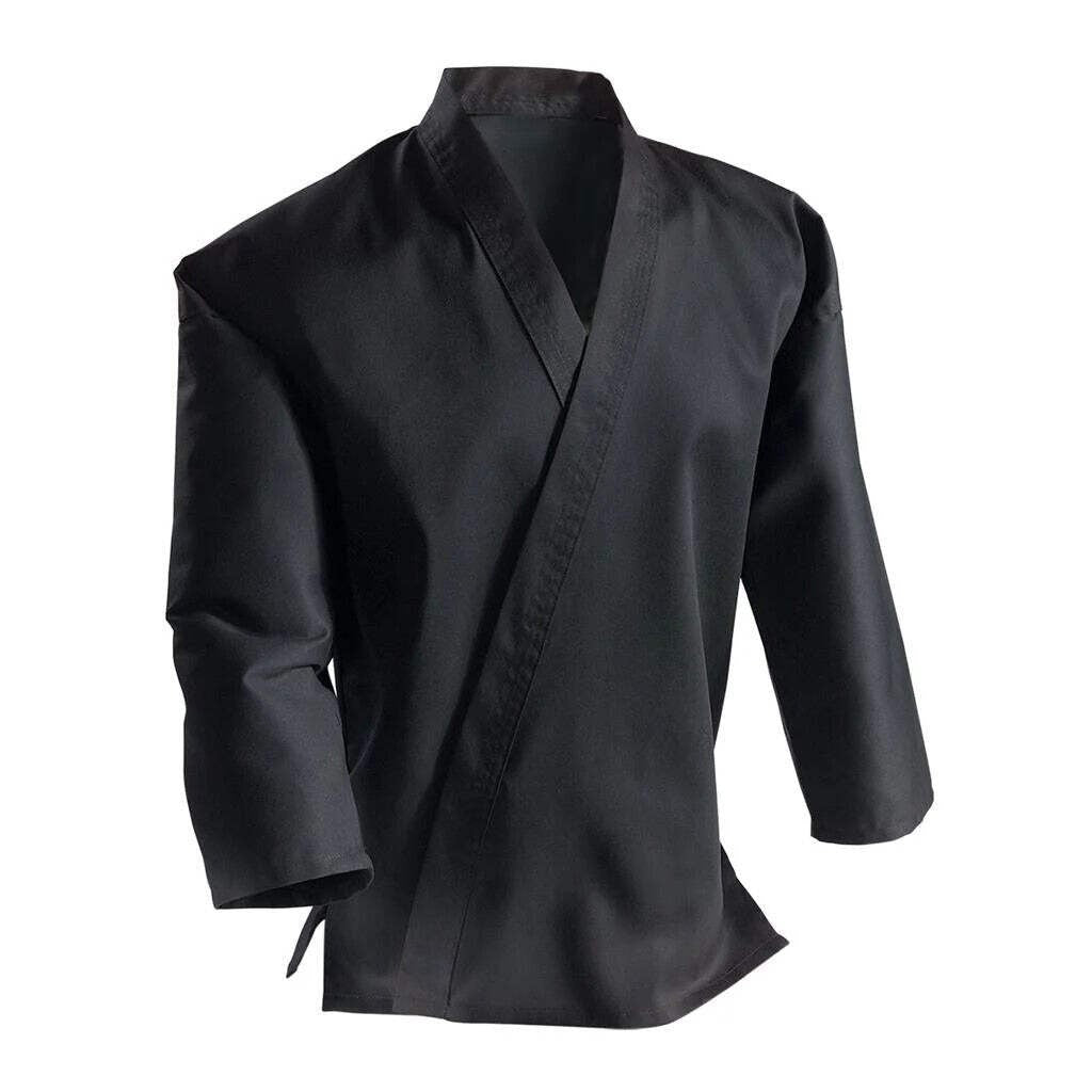 Lightweight Karate Taekwondo Uniform Gi with Free Belt - Black, All Sizes