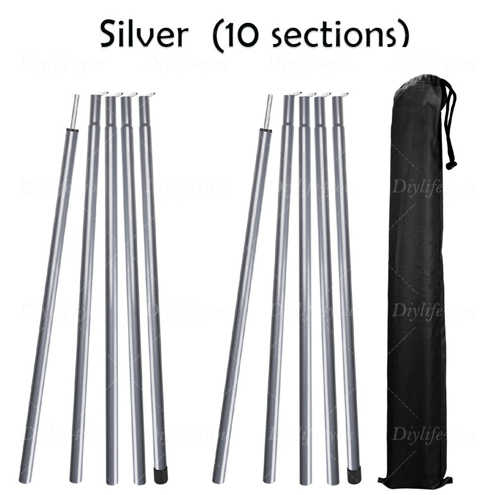 Adjustable Tent Tarp Poles Set of 2 Telescopic Camping Canopy Support