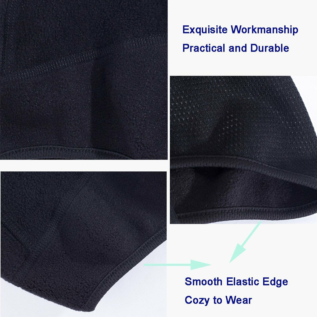 Black Fleece Military Beanie Hat - Windproof Winter Skull Cap, Stretch Fit