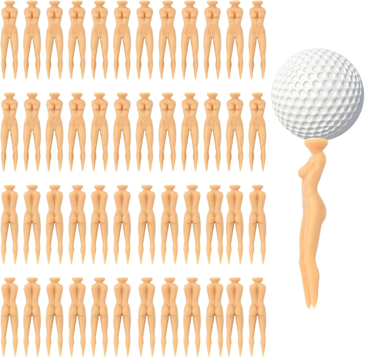 Novelty Golf Tees 50 Pack - 3 Inch Lady Figure Gag Gift for Men and Golfers