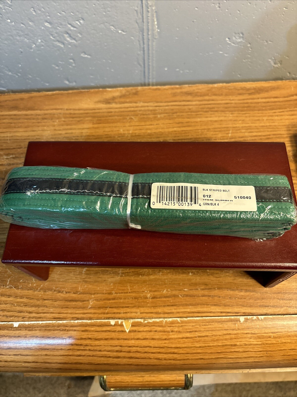 Martial Arts Green Double Wrap Belt Size 4 with Black Stripes