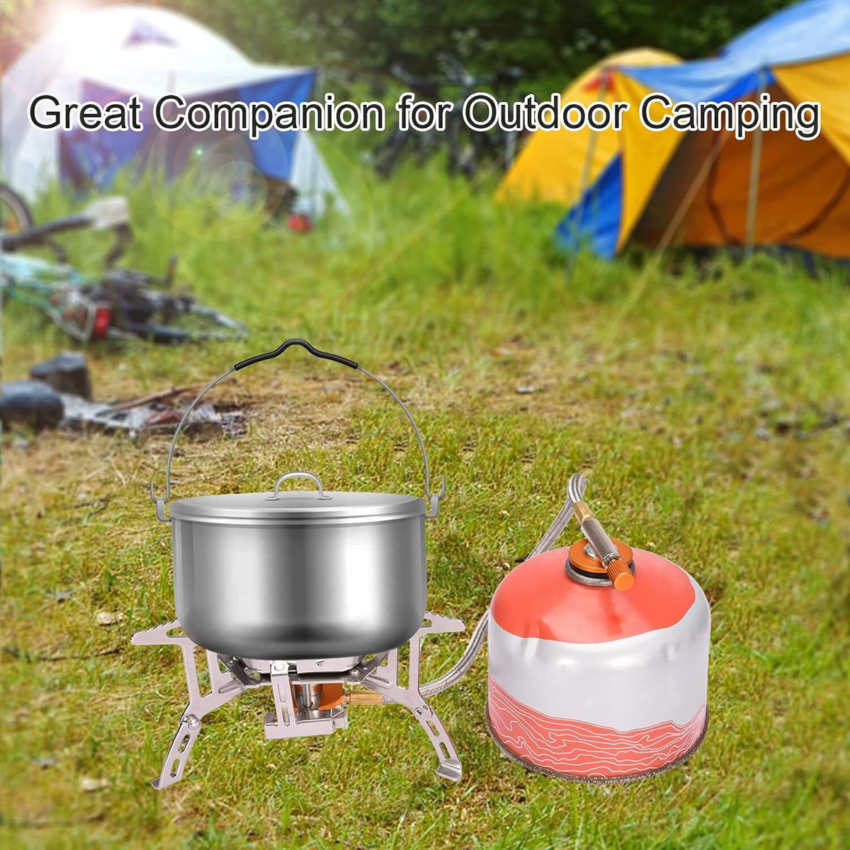 Portable Camping Gas Stove with Piezo Ignition and Carrying Case