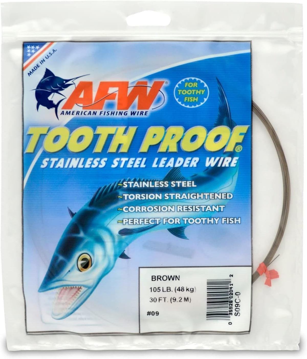 Carbon Coated Stainless Steel Fishing Leader Wire - 30ft, 105lb for Shark & Barracuda