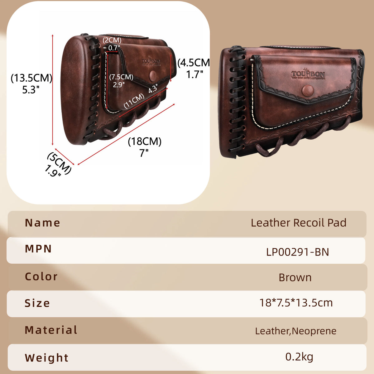 Leather Rifle Recoil Pad with Cheek Rest and Adjustable Stock Cover