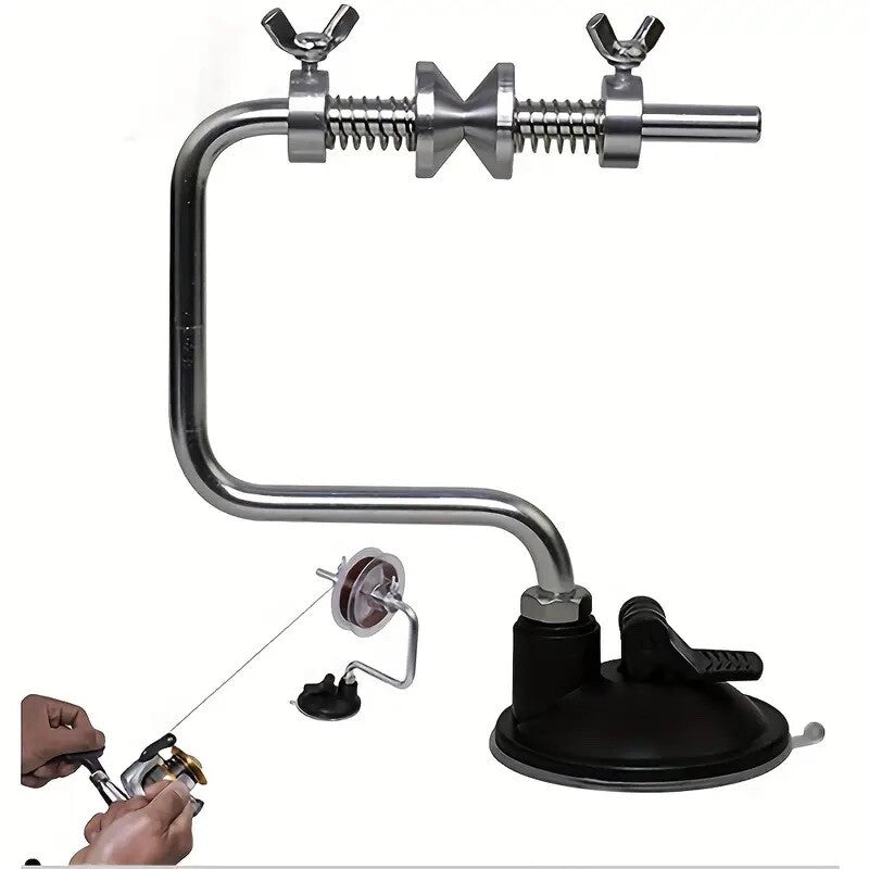 Portable Aluminum Fishing Line Spooler with Suction Cup Reel Spool System