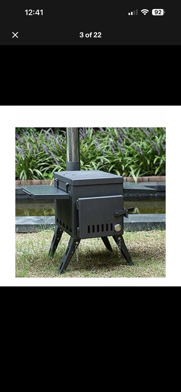 Portable Wood Burning Camping Stove with Vent Pipe & Accessories