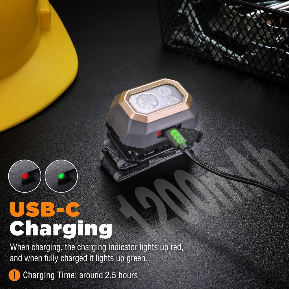 Rechargeable LED Headlamp 700 Lumen with White Red Green Light 6 Modes