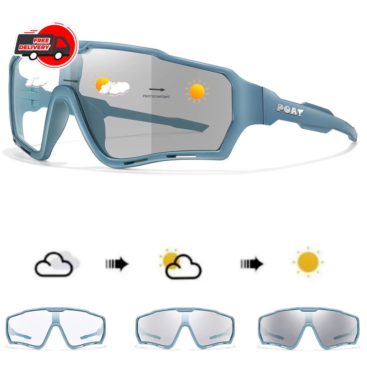 Photochromic Cycling Sunglasses Sports Eyewear UV400 UV-Change MTB Running Fishing