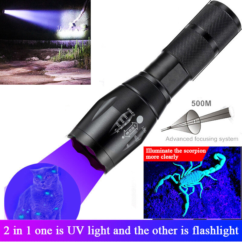 350000lm UV Flashlight Blacklight LED Torch for Currency Detection