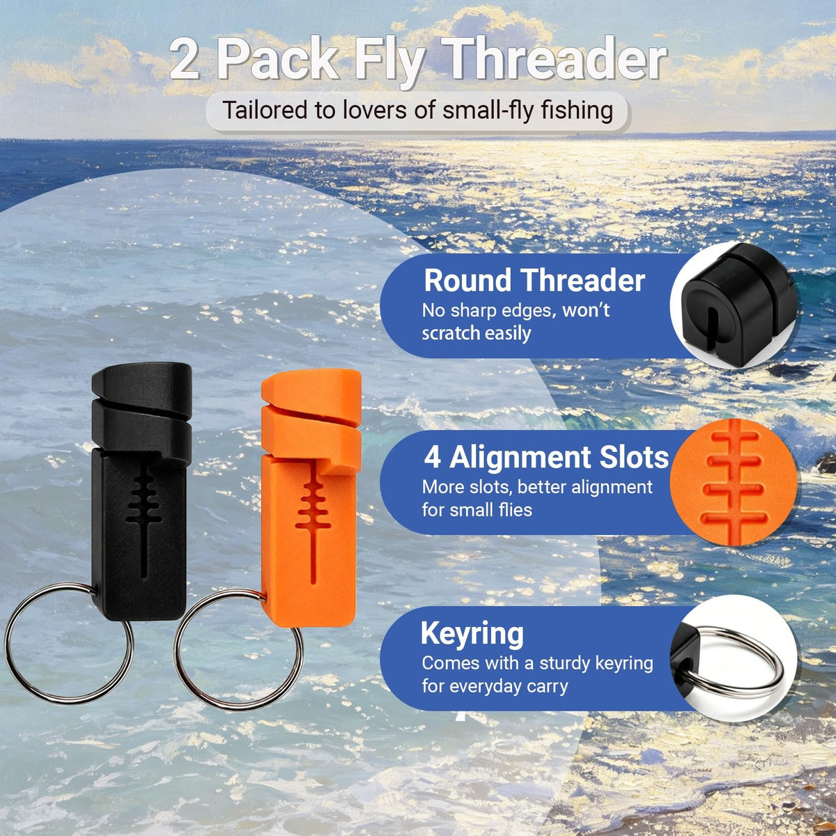 Magnetic Fishing Hook Threader Set for Fly & Ice Fishing - 2 Pack