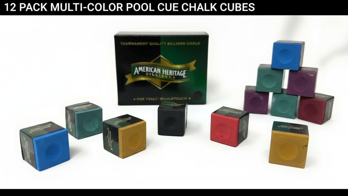 Multi-Color Pool Cue Chalk 12-Pack | Standard Cue Chalk Cubes for All Cues
