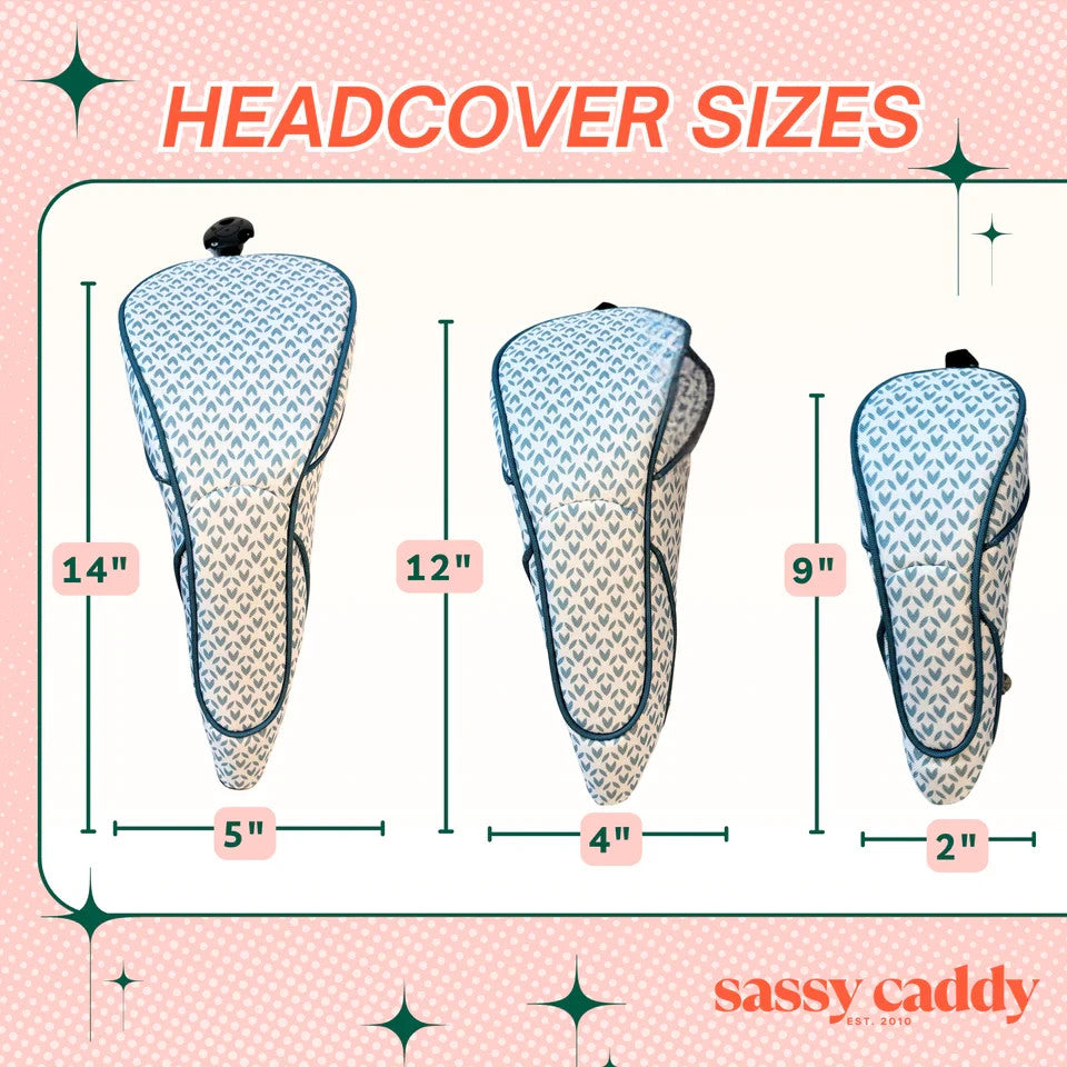 Women's Golf Headcover Set - Driver, Fairway & Hybrid Covers with Zippers