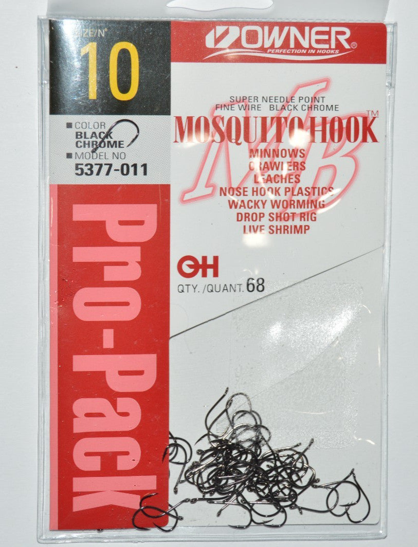 Owner Drop Shot Wacky Minnow Mosquito Nose Hook Size 10 Pro-Pack