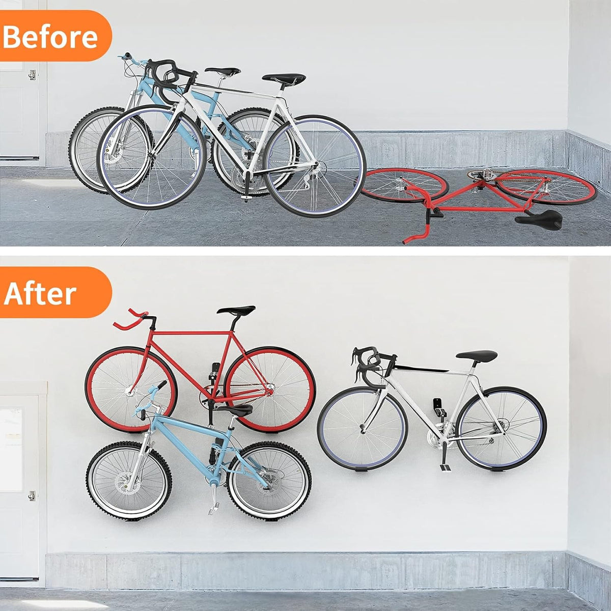 Heavy Duty Bike Pedal Wall Mount Hanger Set - Garage Bike Storage Rack