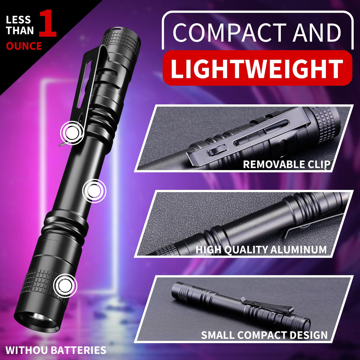 UV Flashlight Penlight Waterproof Pocket Torch for Stain Detection