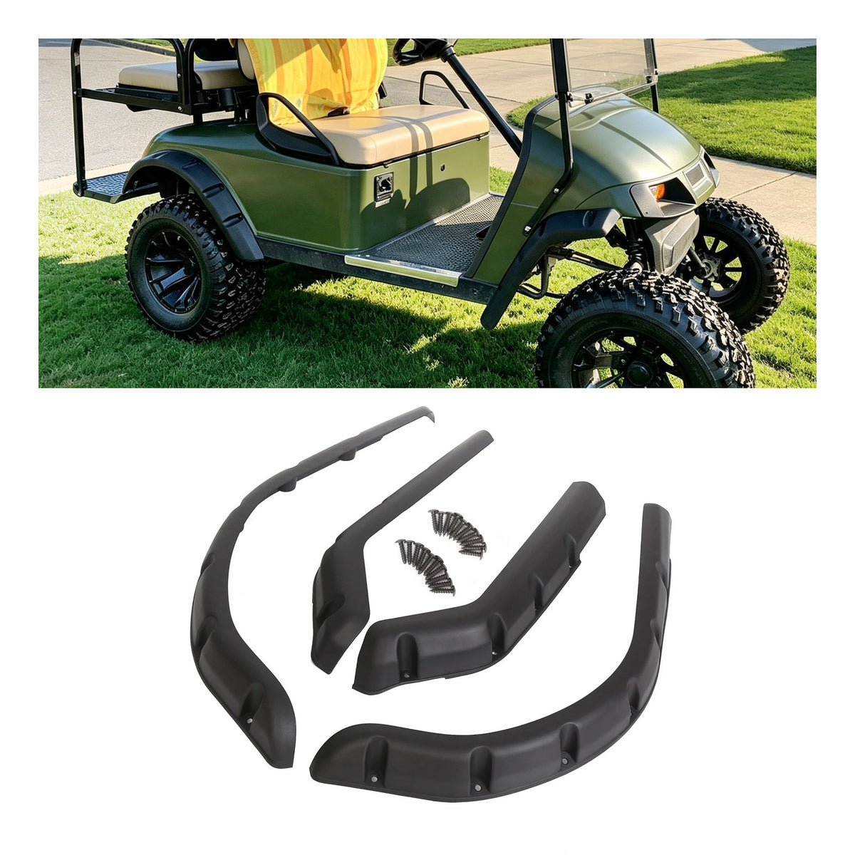 Golf Cart Fender Flares Set of 4 for EZGO TXT 1994-2013 – Black ABS Plastic