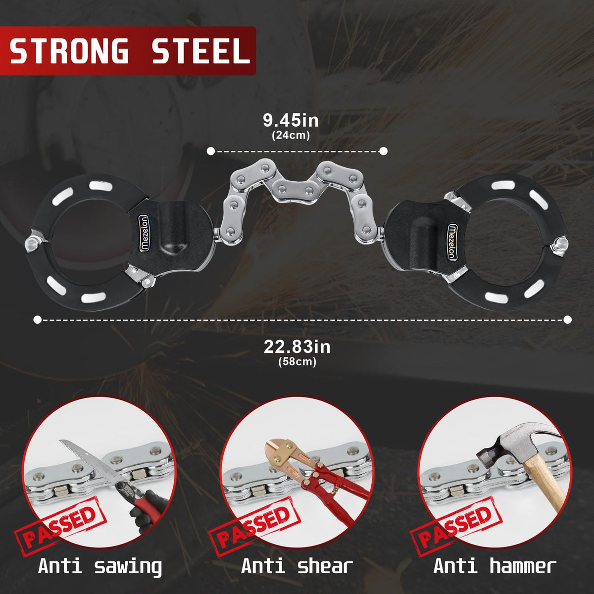 Heavy Duty 8mm Chain Lock for Electric Scooters with 3 Keys & Waterproof Bag