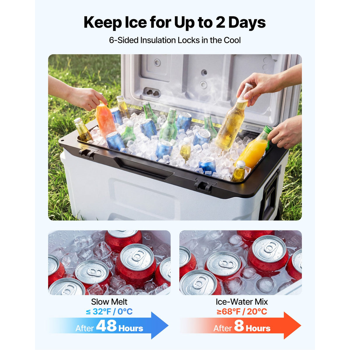 52QT Portable Rolling Cooler for Outdoor Picnics Camping and Events