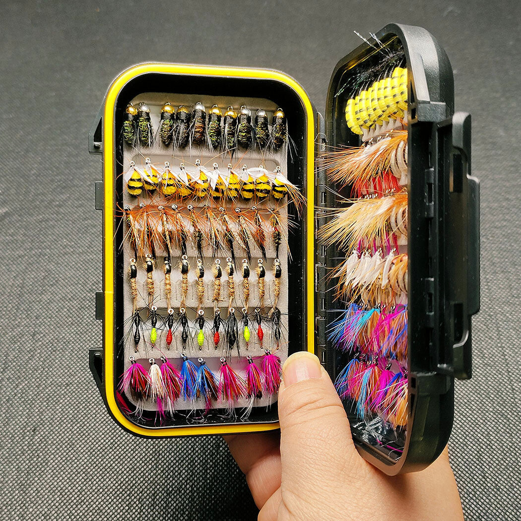 114Pcs Fly Fishing Lure Set for Trout Bass Salmon Steelhead with Box