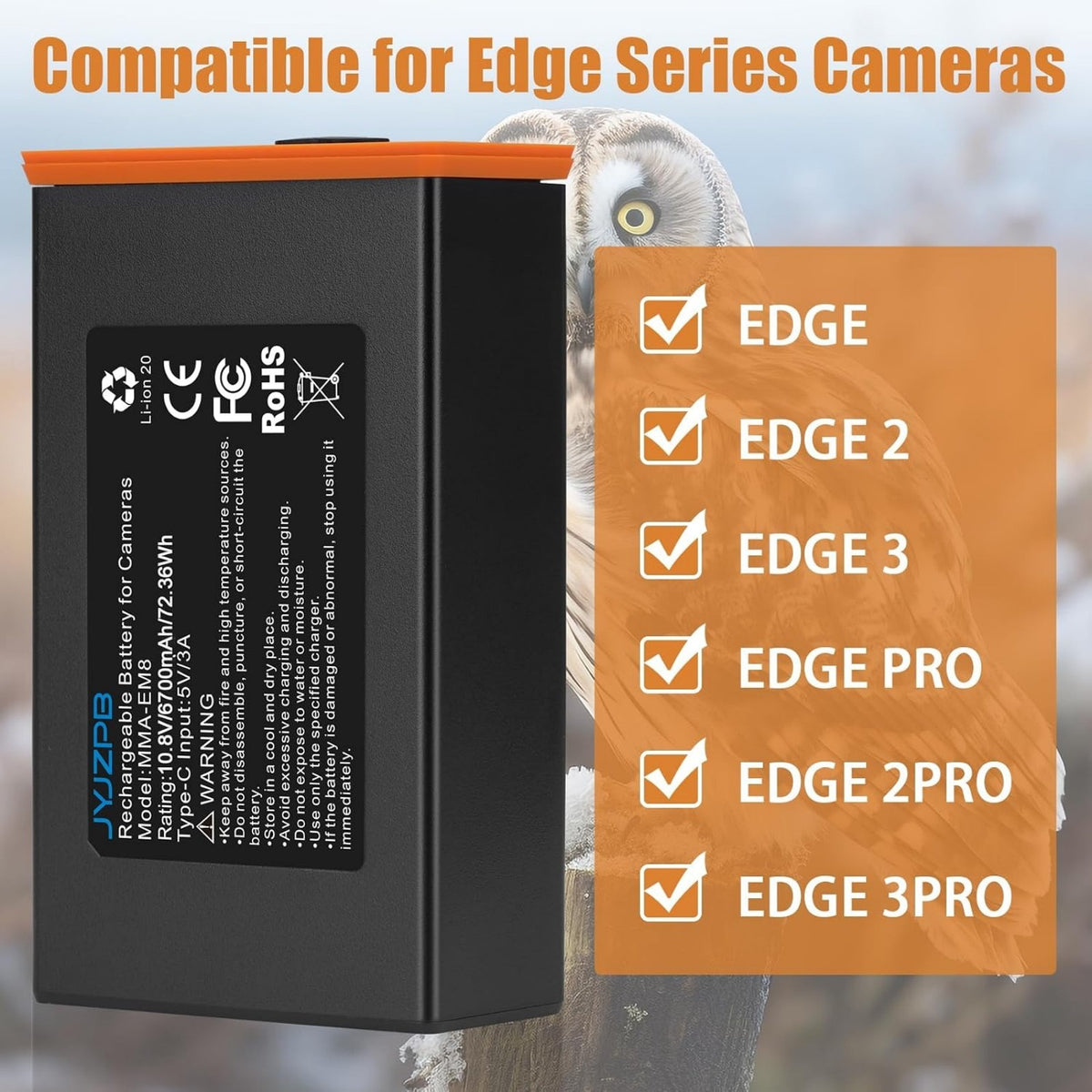 4 Pack 6700mAh Battery & USB-C Charger for Moultrie Cellular Trail Cameras Edge 3