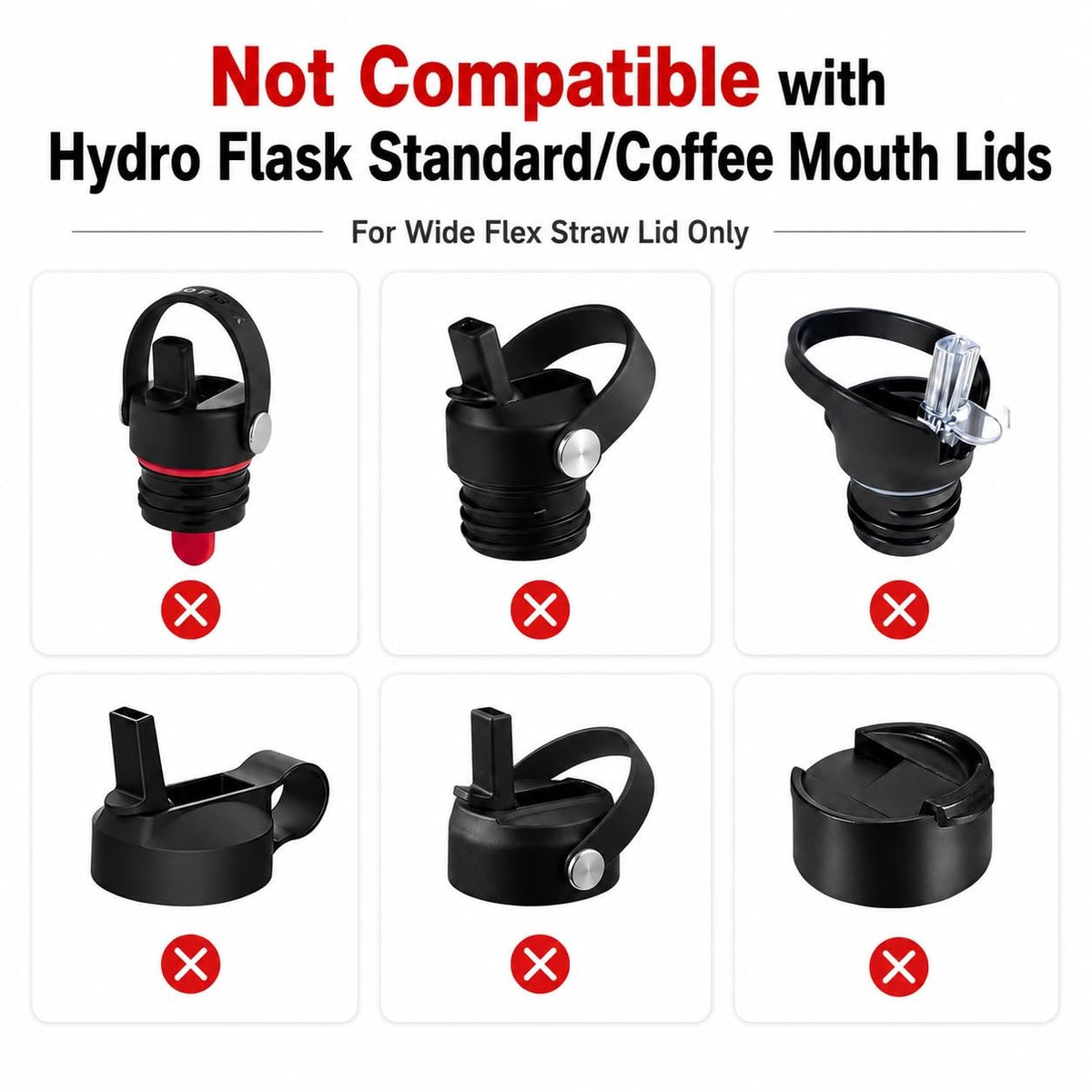 Rubber Gasket Seal O-Ring for Hydro Flask Wide Mouth Water Bottles - 6 Pack