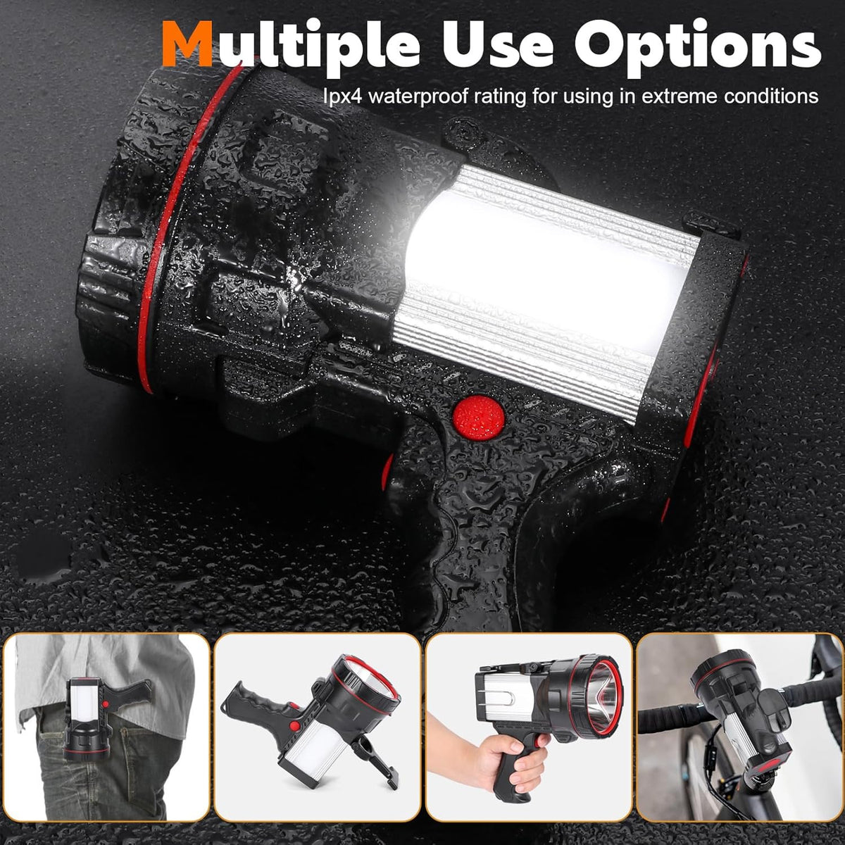 Rechargeable Handheld LED Spotlight Flashlight with Power Bank Function