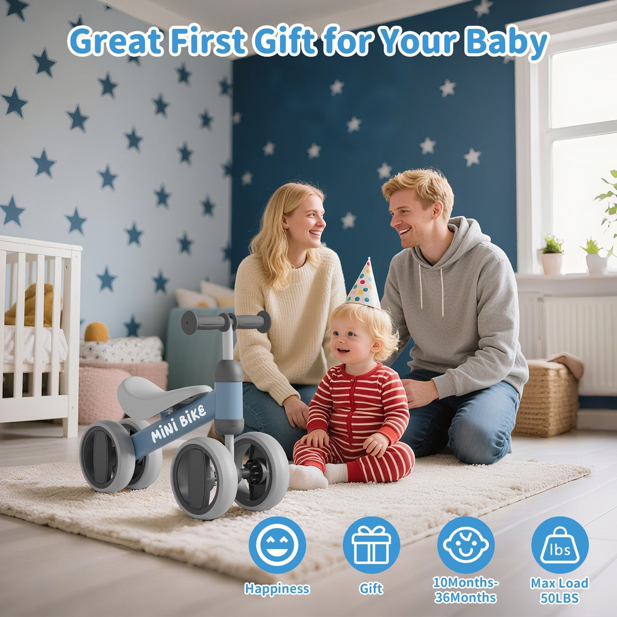Baby Balance Bike for 12-36 Months Toddler Ride-On Gift with Safety Features
