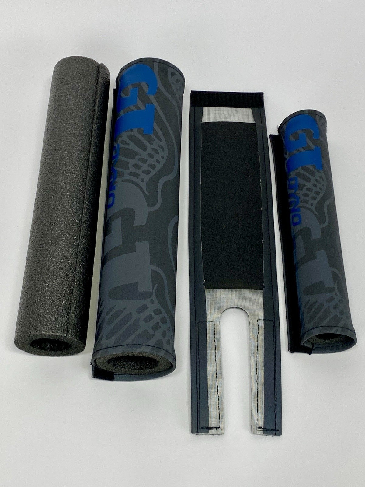 BMX Pad Set for GT DYNO 1989 Re-issue - Reflective Frame, Handlebar & Stem Pads, Black & Blue