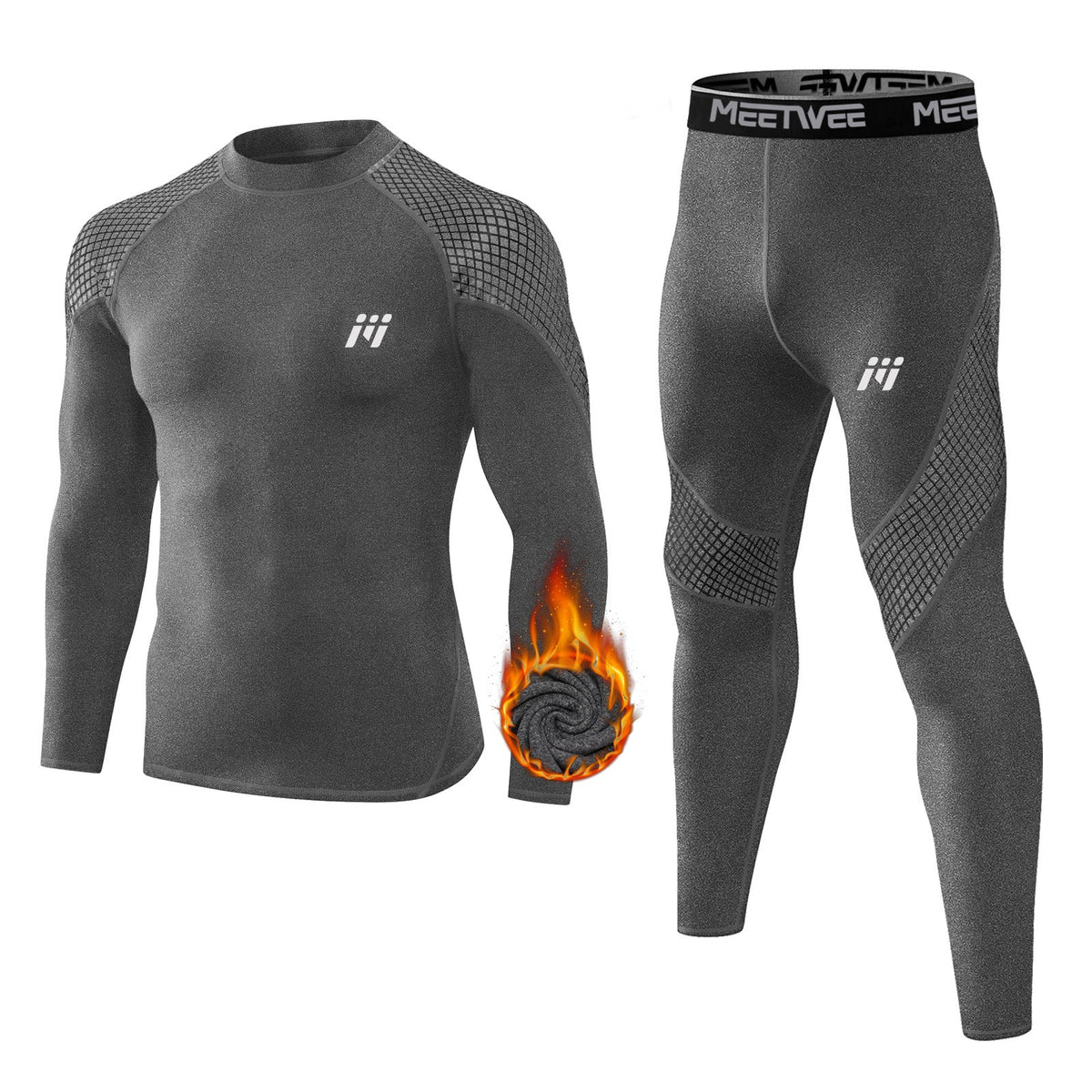 Men's Winter Fleece-Lined Thermal Long Johns Set Warm Underwear