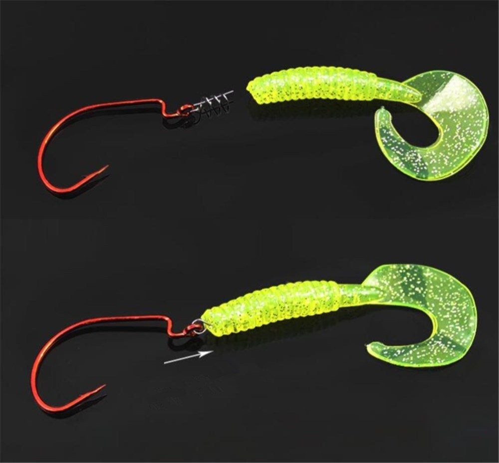 Spring Twist Lock Fishing Hooks with Centering Pins - 100 Pieces